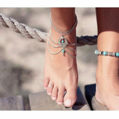 TURQOISE BAREFOOT Fashion Ankle Bracelet Women Anklet Foot Jewelry Chain Beach
