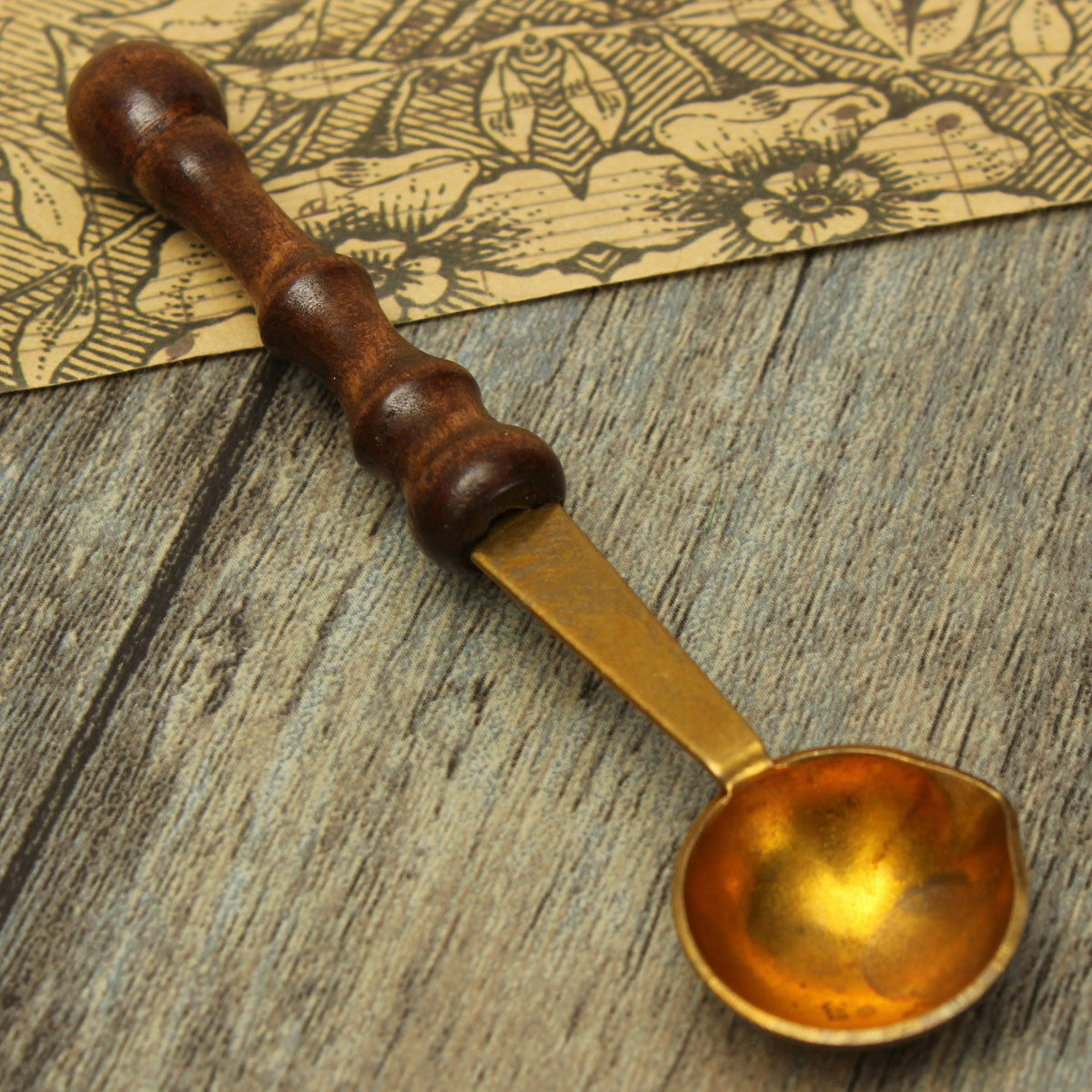 Brass Spoon Melting Wax Candle Granual Sealing Envelope Seal Stamp Craft UK