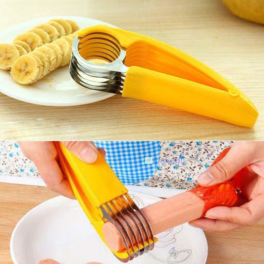 BANANA FRUIT SLICER SASUAGE CUTTER SUMMER EATING KITCHEN FRUIT TOOL GADGET  UK