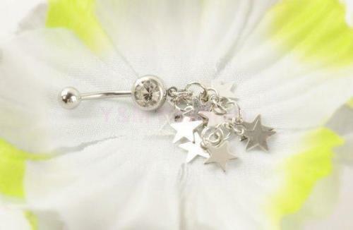 BEAUTIFUL STAR CLUSTER Belly Bar Button Ring Crystal Rhinestone Navel UK BARGAIN