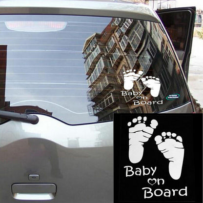 Baby On Board White FEET Car Safety Child Children Window Sticker Vinyl Decal