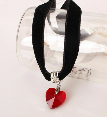 BLACK CHOKER HEART PENDANT Fashion Women CHAIN NECKLACE STRAP Wedding Jewellery