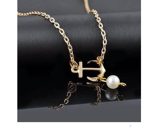 GOLD ANCHOR PEARL SUMMER Tibetan Ankle Bracelet Beach Foot Jewellery UK Seller