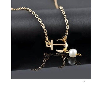 GOLD ANCHOR PEARL SUMMER Tibetan Ankle Bracelet Beach Foot Jewellery UK Seller