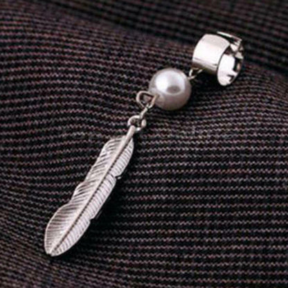 FEATHER PEARL Womens Ear Cuff Earrings Wrap Fashion Clip On Cuffs Fake Stud UK