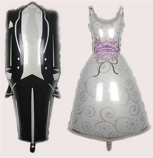 Bride & Groom Wedding Dress and Tuxedo Wedding Champagne Foil Helium Balloons UK