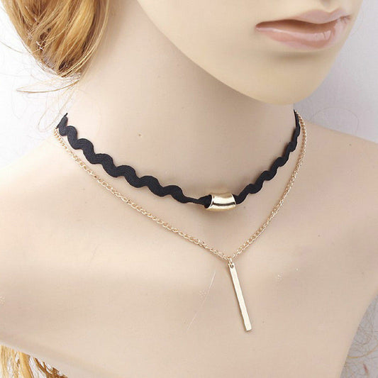 Womens Pendant Chain Black Choker Multi Layer Long Necklace Body Jewellery UK