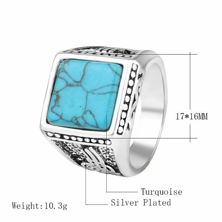 NEW Tribal Surfer Gents Red Blue Turquoise Silver Mens Ring Boys Mans Gift UK