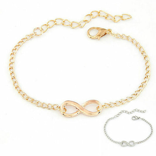 Sexy Silver Gold Lucky 8 Infinity Bracelet Love Chain Charm Beach Jewellery Love