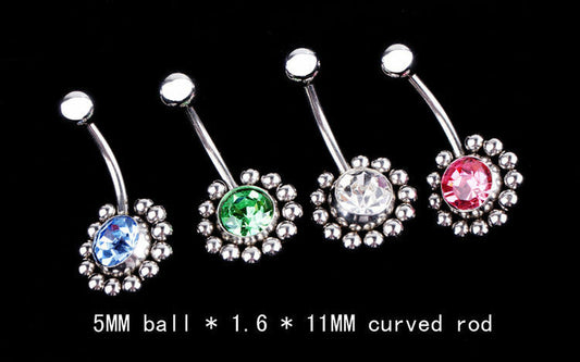 Belly Button Ring Bars Balls Body Piercing Crystal Rhinestone Reverse Navel Bar