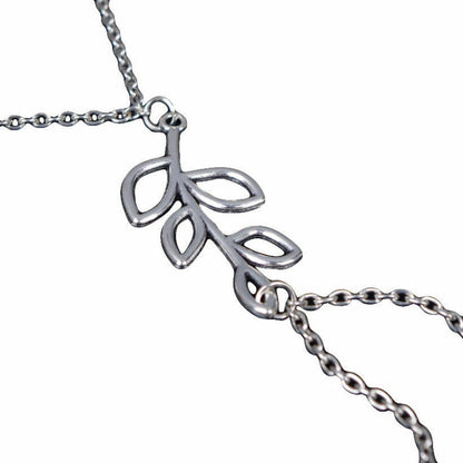 SILVER Anklet Chain with LEAF BAREFOOT beach Summer sexy Ankle Bracelet Women
