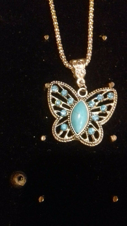 Beach Turtle Turquoise Tortoise Pendant EARRINGS Charm Silver Necklace Set UK