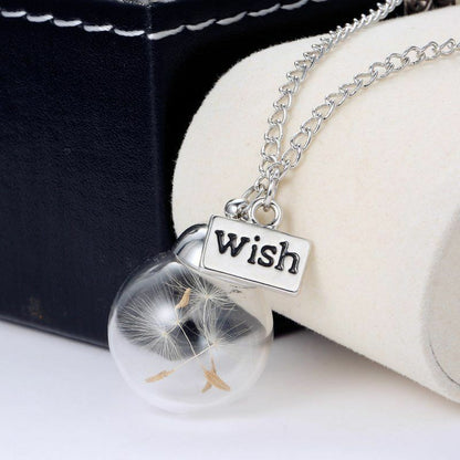 Real Dandelion Lucky Charm wishing bottle Teardrop Fairy Pendant Gift Baby uk