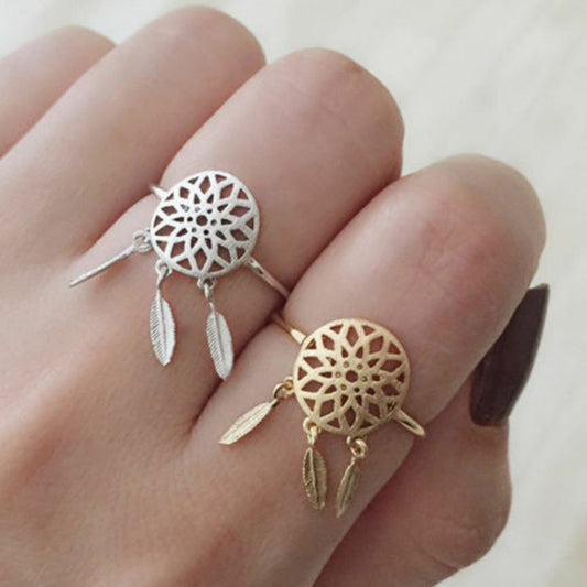 Womens Silver Gold DREAM CATCHER Ring Knuckle Girls Rings Top Finger Hippie Gift