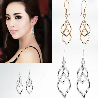 Charming Silver Plated Fashion Lady Dangle Ear Stud Hoop Earrings Gold