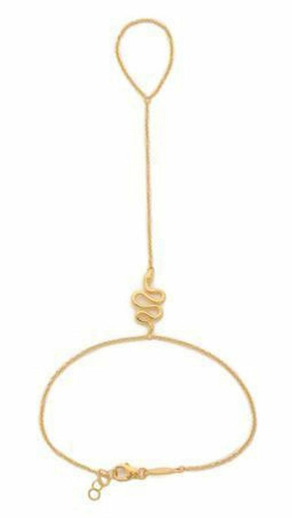 GOLD BEACH SNAKE BRACELET HAND CHAIN BANGLE SLAVE FINGER RING HARNESS WOMENS UK