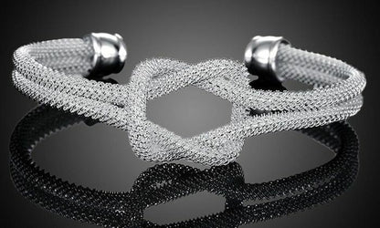 925 Sterling Silver Knotted Mesh Linked Bangle Bracelet Womens Jewellery UK