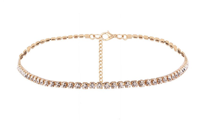 Rhinestone Choker Gold Silver Necklace Vintage Chockers Punk Retro Collar UK