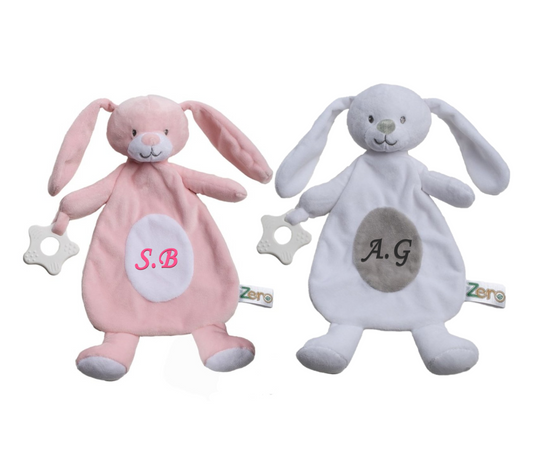 Personalised Baby Teether Comforter Blanket Bunny Baby Teething gift for Babies