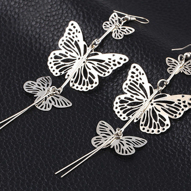 Womens Silver Gold Butterfly Wing Earring Rhinestone Hook Ear Stud Hoop Gift