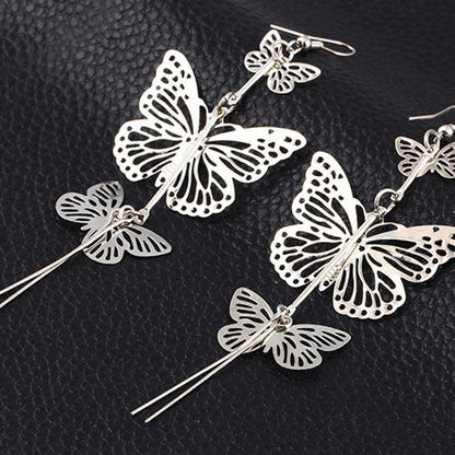 Womens Silver Gold Butterfly Wing Earring Rhinestone Hook Ear Stud Hoop Gift