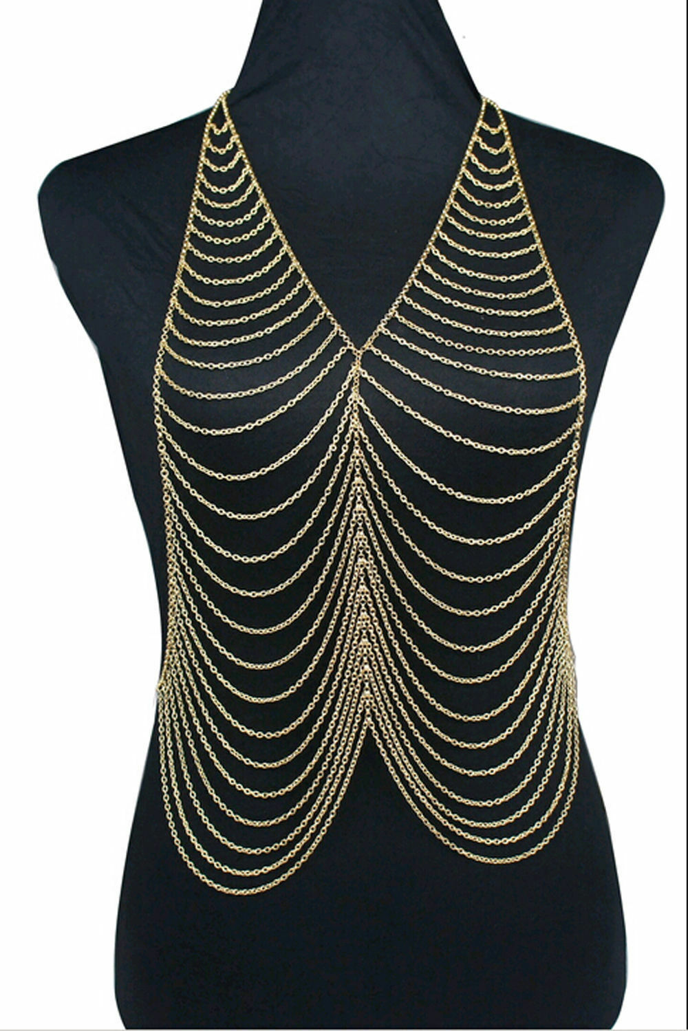 WOMENS GOLD FULL BODY DRESS CHAIN Belly Chain Waist Bikini Body Jewellery SUMMER
