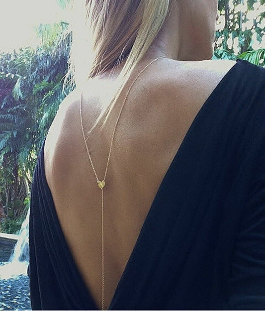 Bikini heart love BACK CHAIN HARNESS  Crossover Belly Waist Body Chain Necklace