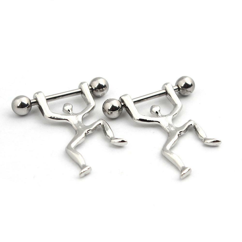 HUMAN NIPPLE BAR Surgical Steel Person Body Weight lifting Sports Nipple Bars UK