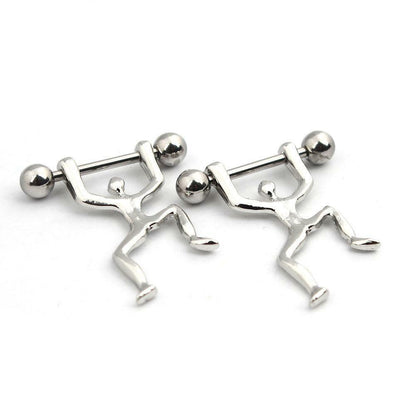 HUMAN NIPPLE BAR Surgical Steel Person Body Weight lifting Sports Nipple Bars UK