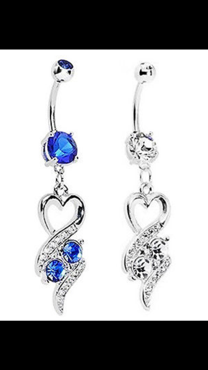 LOVE HEART Belly Button Ring Bar Body Piercing Rhinestone Reverse Navel Bars UK