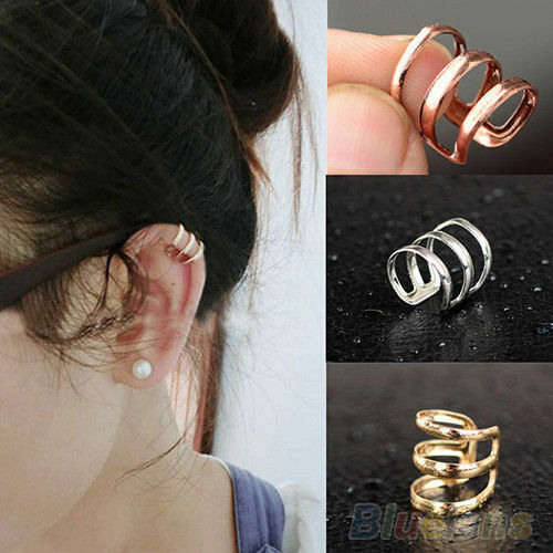 TRIPLE HELIX Womens Ear Cuff Earrings Wrap Fashion Clip On Cuffs Fake Stud UK