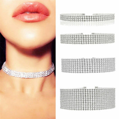 Fashion Women Full Diamond SUMMER Rhinestone Choker Necklace Wedding Jewellery