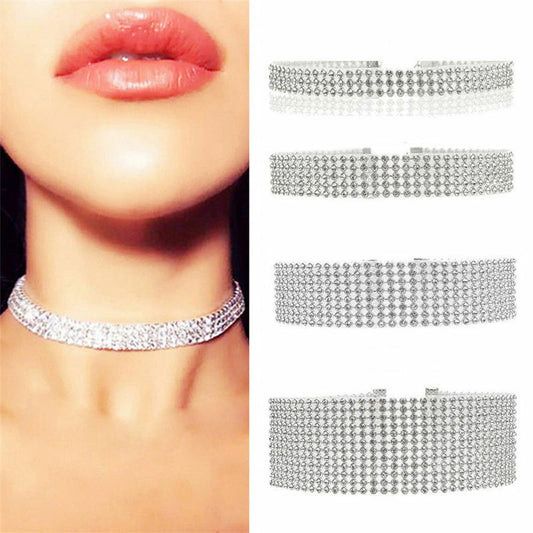 Fashion Women Full Diamond SUMMER Rhinestone Choker Necklace Wedding Jewellery