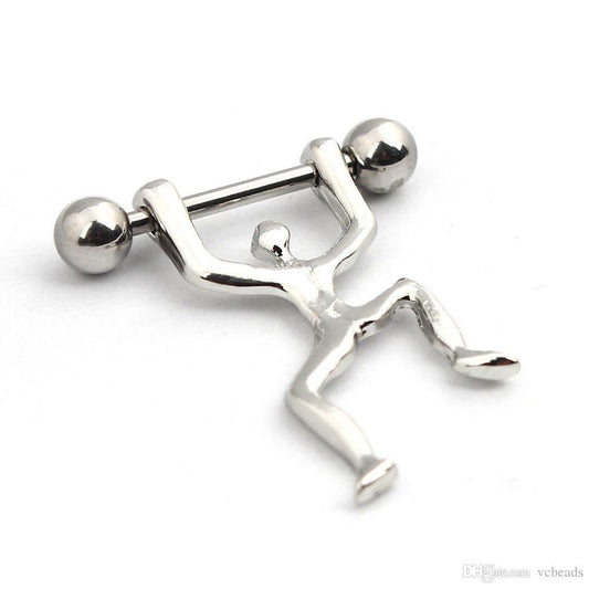 HUMAN NIPPLE BAR Surgical Steel Person Body Weight lifting Sports Nipple Bars UK
