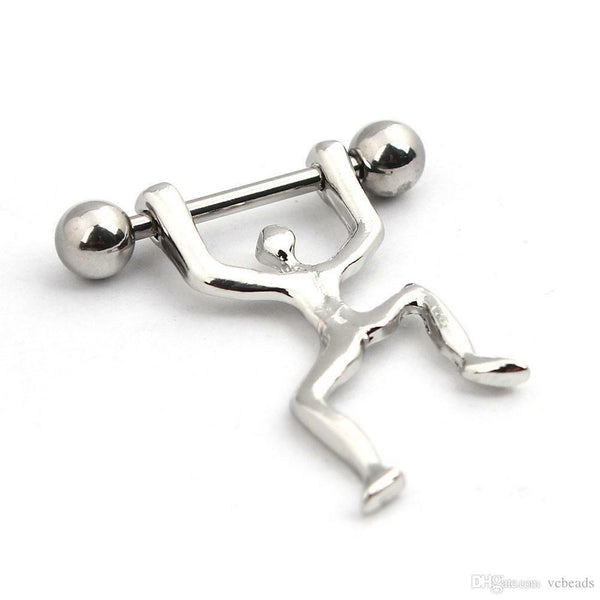 HUMAN NIPPLE BAR Surgical Steel Person Body Weight lifting Sports Nipple Bars UK