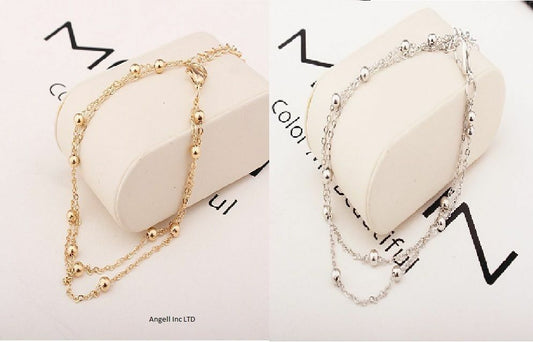 DOUBLE BALL CHAIN Fashion Ankle Bracelet Women Anklet Foot Jewelry Chain Beach