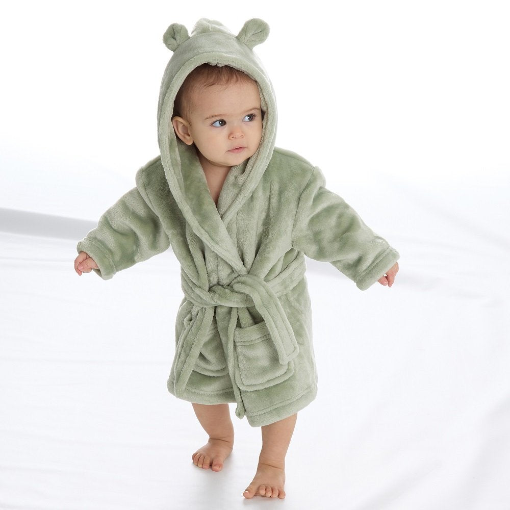 Personalised Baby 0-6m Robe Bath Embroidered Dressing Gown Boy Girl Gift Crown Soft