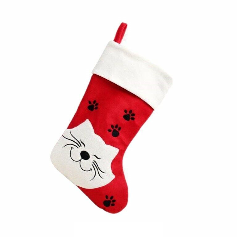 Personalised ANIMAL Paw Print Pet Christmas stocking Embroidered DOG CAT XMAS UK