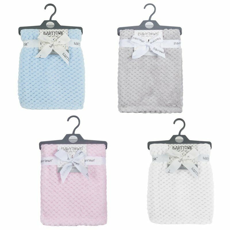 Baby Girl Boy Personalised Blanket Embroidered Towel Name Grey Pink Blue White