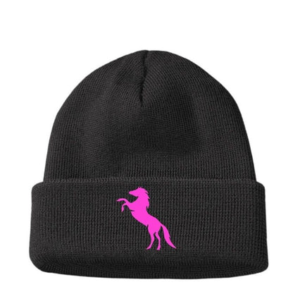 Custom Embroidered Personalised Horse Riding Polo Woolly Beanie Hat Womens Gift