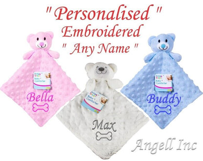 Personalised Pet Name Dog Puppy Scent Comfort Blanket comforter Bed Toy Training