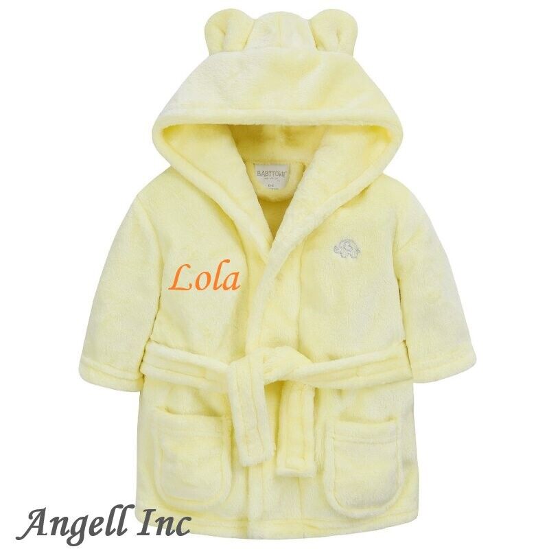 Personalised Baby Robe Bath Embroidered Dressing Gown Boy Girl Gift Crown Soft