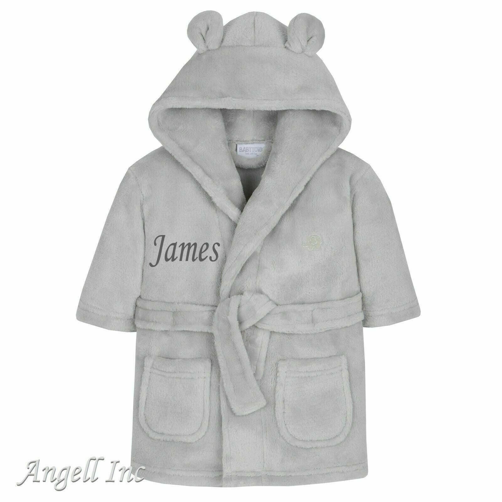 Personalised Baby Robe Bath Embroidered Dressing Gown Boy Girl Gift Crown Soft