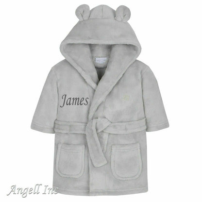 Personalised Baby Robe Bath Embroidered Dressing Gown Boy Girl Gift Crown Soft