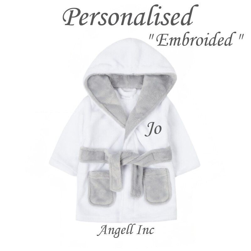 Newborn Personalised Baby Robe Bath Embroidered Dressing Gown Boy Girl Gift Soft
