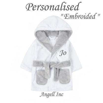 Newborn Personalised Baby Robe Bath Embroidered Dressing Gown Boy Girl Gift Soft