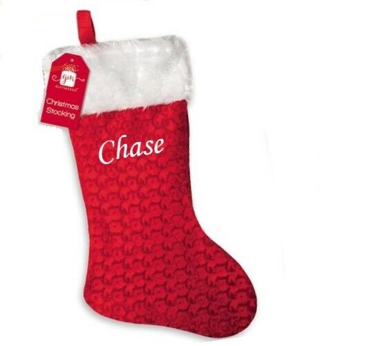 Personalised Christmas Stocking Xmas Embroidered Stocking Sack Santa Reindeer UK