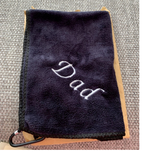 Personalised GOLF BAG TOWEL Fathers day Mothers Birthday Gift Hiking Gym Fishing