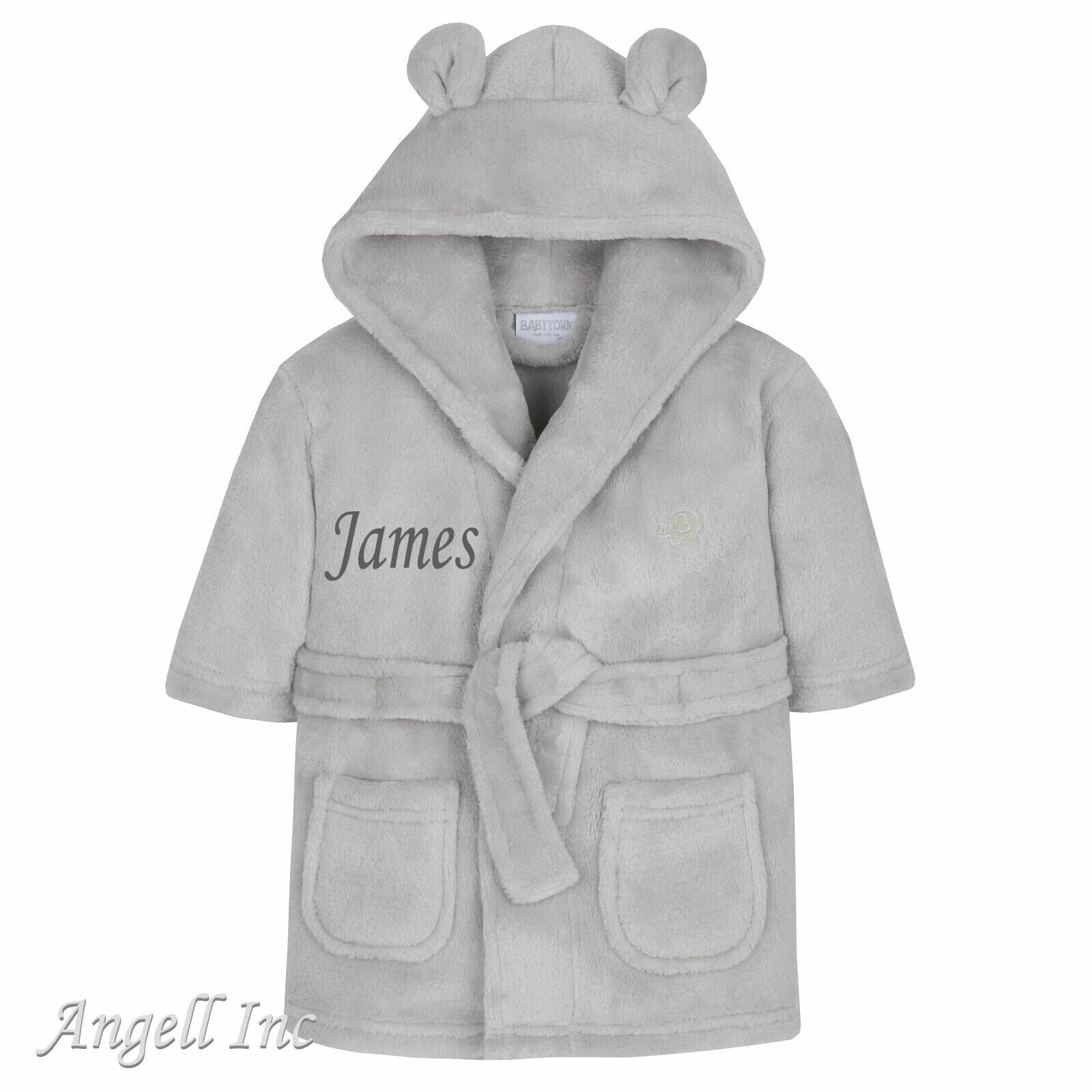 Personalised Baby Robe Bath Embroidered Dressing Gown Boy Girl Gift Crown Soft
