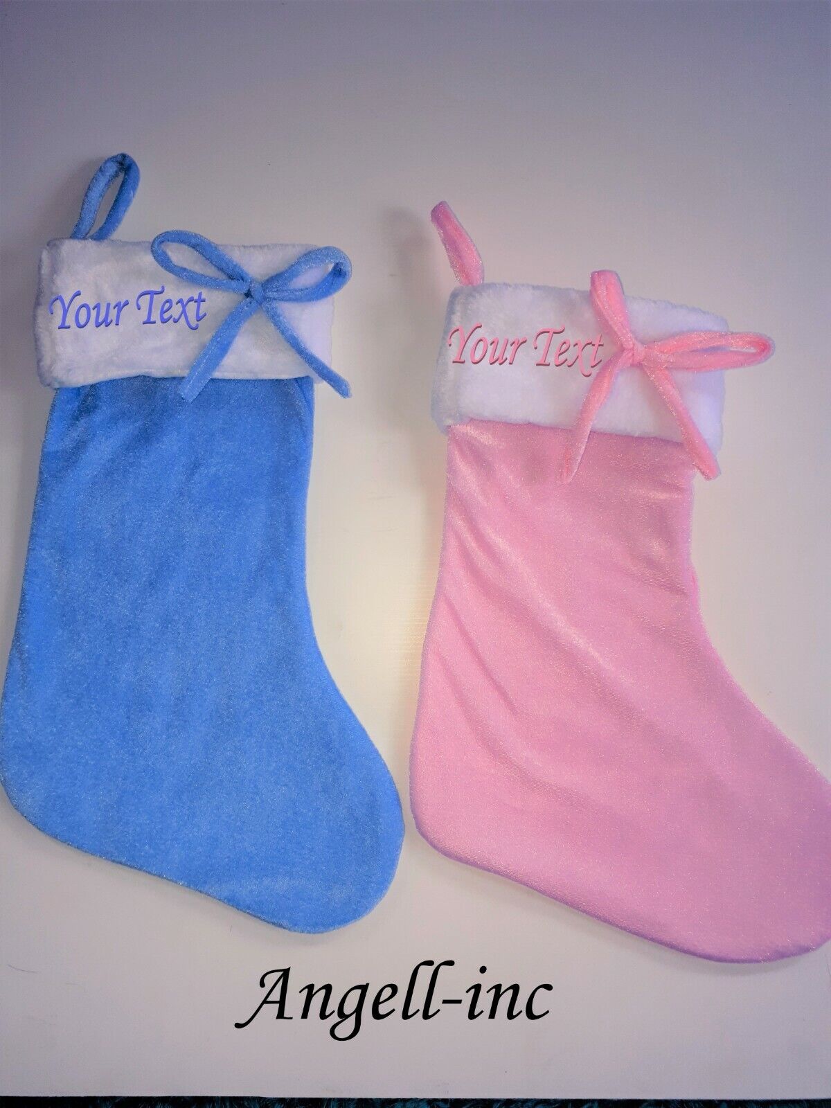 Personalised Christmas Stocking Baby Boy Girl Pink Blue Embroidered Sack Santa